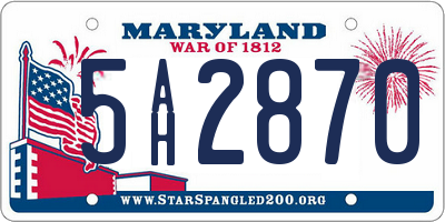 MD license plate 5AH2870