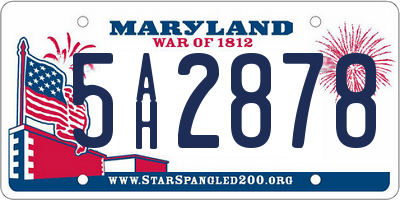 MD license plate 5AH2878