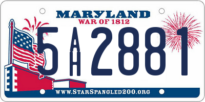 MD license plate 5AH2881
