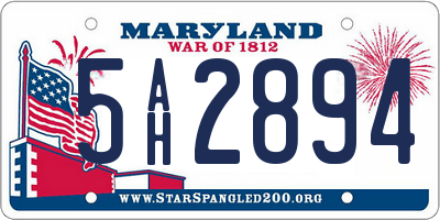 MD license plate 5AH2894