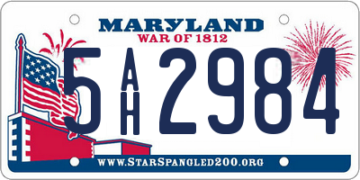 MD license plate 5AH2984