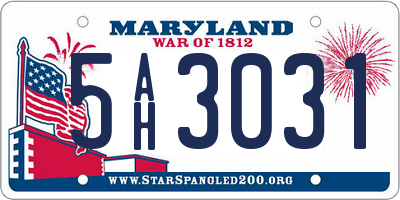 MD license plate 5AH3031