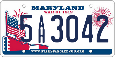 MD license plate 5AH3042
