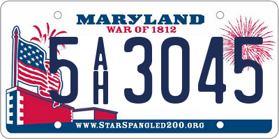 MD license plate 5AH3045