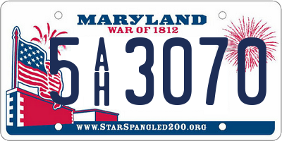 MD license plate 5AH3070