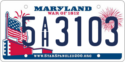 MD license plate 5AH3103