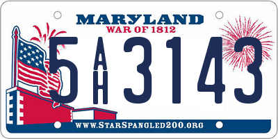 MD license plate 5AH3143