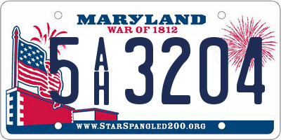MD license plate 5AH3204