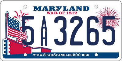 MD license plate 5AH3265