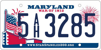 MD license plate 5AH3285
