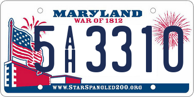 MD license plate 5AH3310