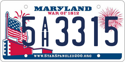 MD license plate 5AH3315