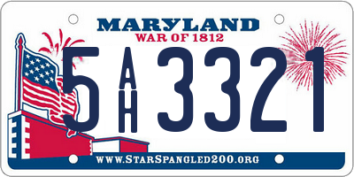 MD license plate 5AH3321