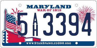 MD license plate 5AH3394