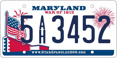 MD license plate 5AH3452