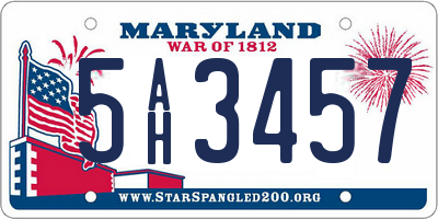 MD license plate 5AH3457