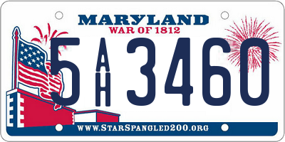 MD license plate 5AH3460