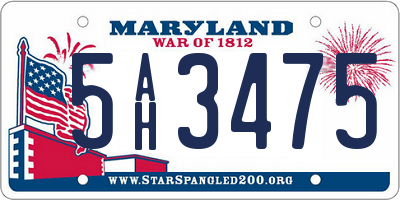 MD license plate 5AH3475