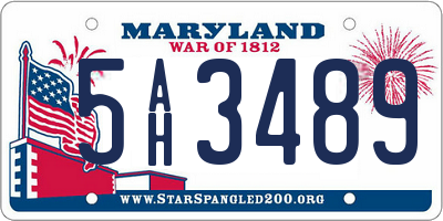 MD license plate 5AH3489
