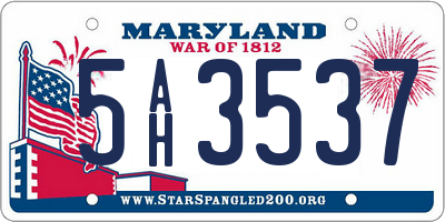 MD license plate 5AH3537