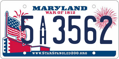 MD license plate 5AH3562
