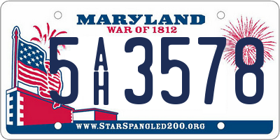 MD license plate 5AH3578