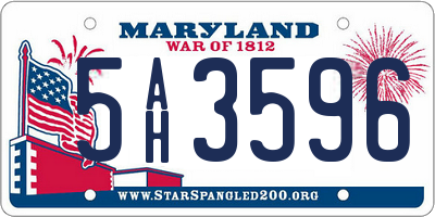 MD license plate 5AH3596