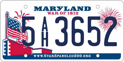 MD license plate 5AH3652