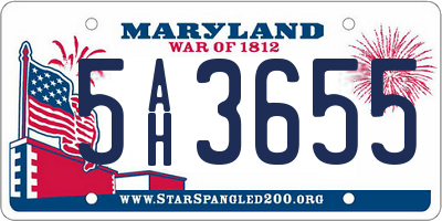 MD license plate 5AH3655