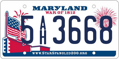 MD license plate 5AH3668