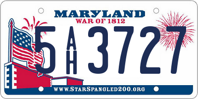 MD license plate 5AH3727