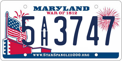 MD license plate 5AH3747