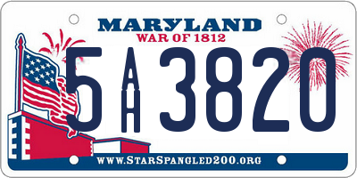 MD license plate 5AH3820