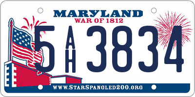 MD license plate 5AH3834