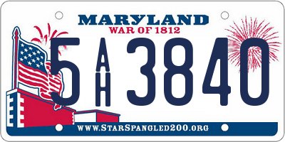 MD license plate 5AH3840