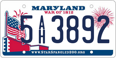 MD license plate 5AH3892