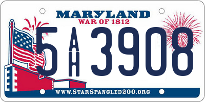 MD license plate 5AH3908
