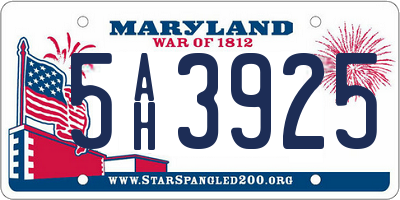 MD license plate 5AH3925