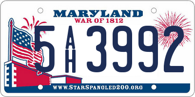 MD license plate 5AH3992
