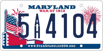 MD license plate 5AH4104
