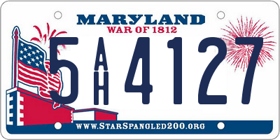 MD license plate 5AH4127