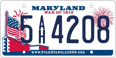MD license plate 5AH4208