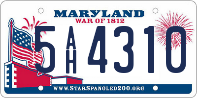 MD license plate 5AH4310