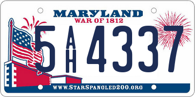MD license plate 5AH4337