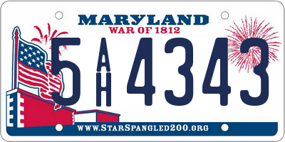 MD license plate 5AH4343