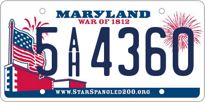 MD license plate 5AH4360