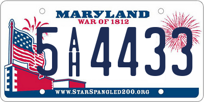 MD license plate 5AH4433