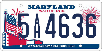 MD license plate 5AH4636