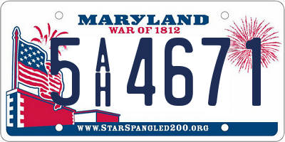 MD license plate 5AH4671