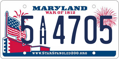 MD license plate 5AH4705